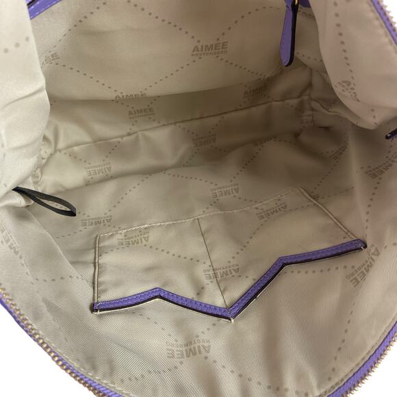 Aimee Kestenberg Leather Purple Double Strap Tote Gold Hardware Purse - Picture 9 of 16
